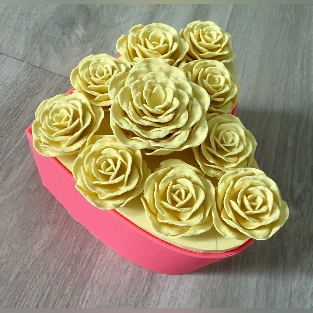 Roses Heart Container Valentine's Day 3D printed jewelry box gift